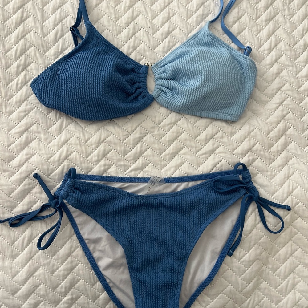 Blue Two-Tone Bikini Set